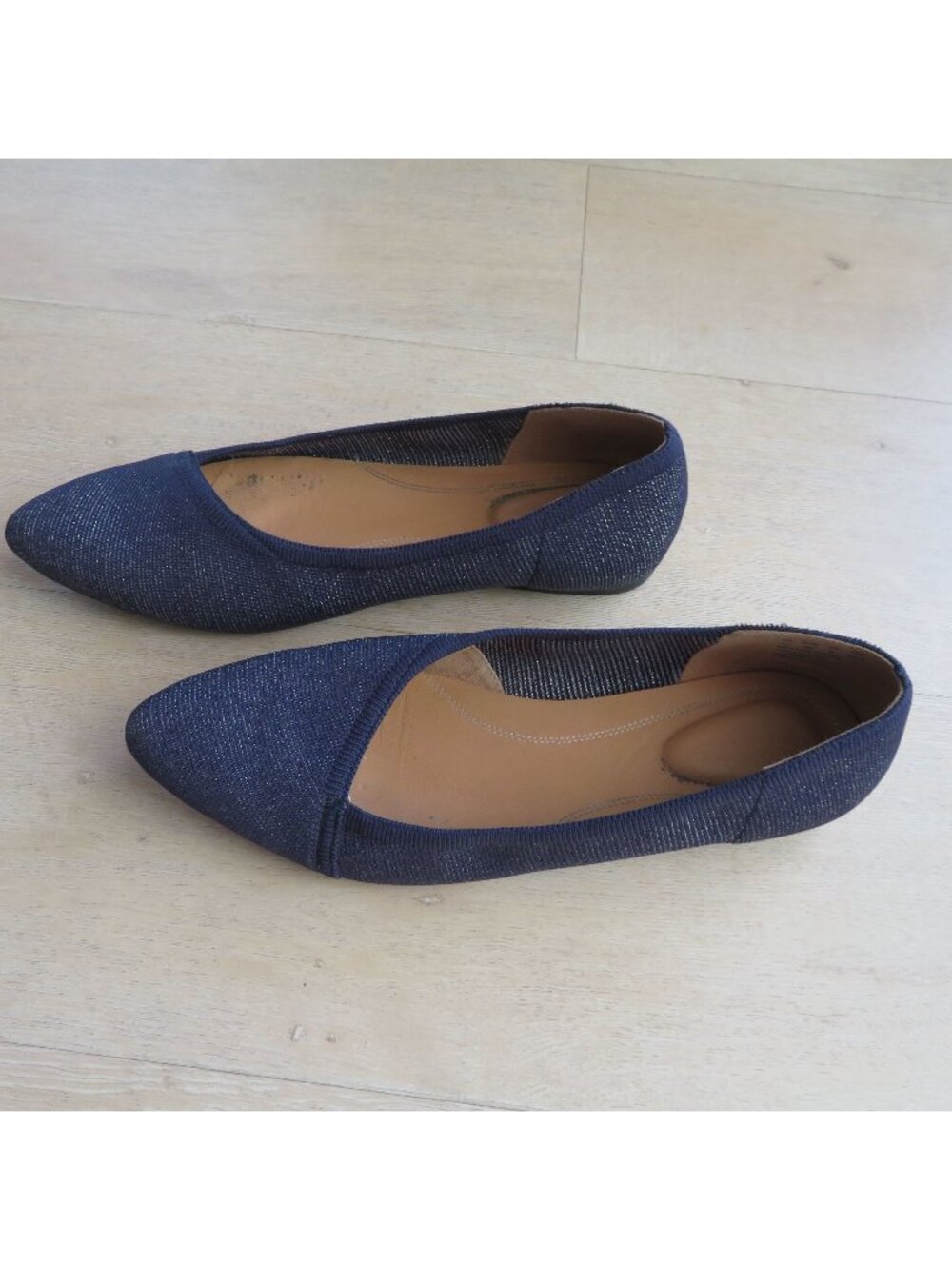 Hush Puppies Bounce Shoes Size 10M Sadie Knit Ballet Flat Navy Blue Metallic